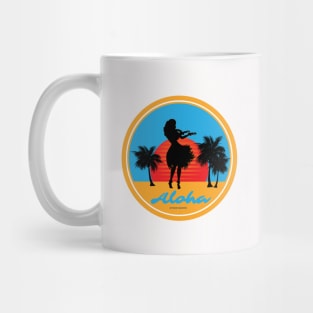 Hula Girl Dancing the Hula with Sunset Color Wht Mug